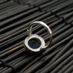 Fortune Jewel Natural Black Onyx Adjustable Protection Ring