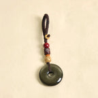 Fortune Jewel Natural Gold Sheen Obsidian Peace Buckle Strengthen Key Chain