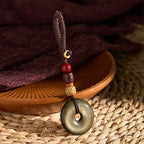Fortune Jewel Natural Gold Sheen Obsidian Peace Buckle Strengthen Key Chain