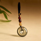 Fortune Jewel Natural Gold Sheen Obsidian Peace Buckle Strengthen Key Chain
