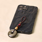 Fortune Jewel Natural Gold Sheen Obsidian Peace Buckle Strengthen Key Chain