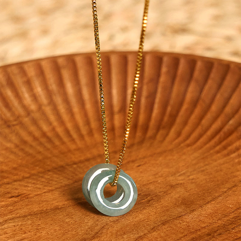 Fortune Jewel Jade Double Peace Buckle Prosperity Necklace Pendant
