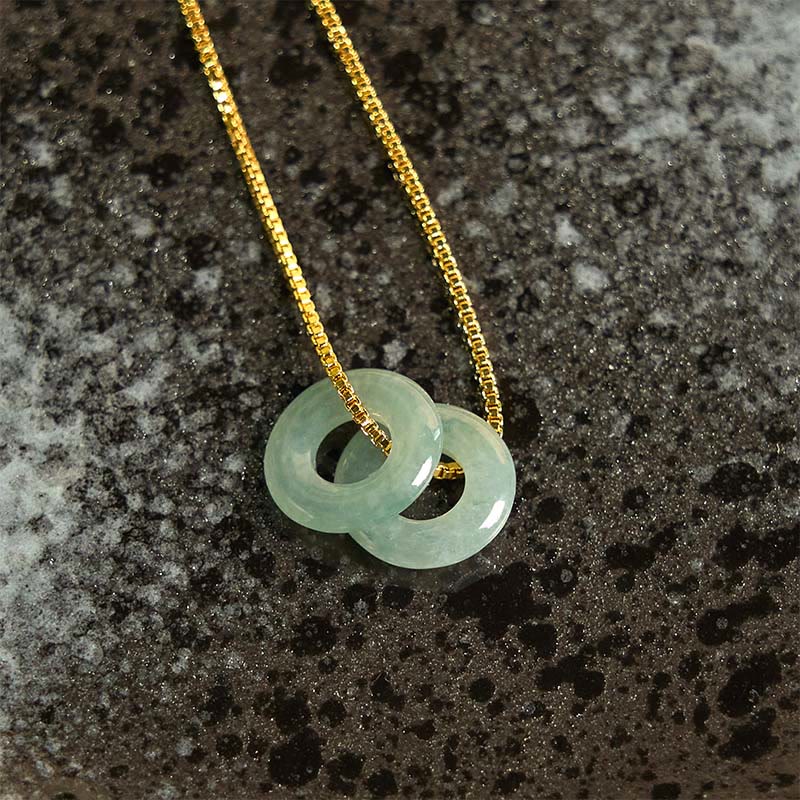 Fortune Jewel Jade Double Peace Buckle Prosperity Necklace Pendant