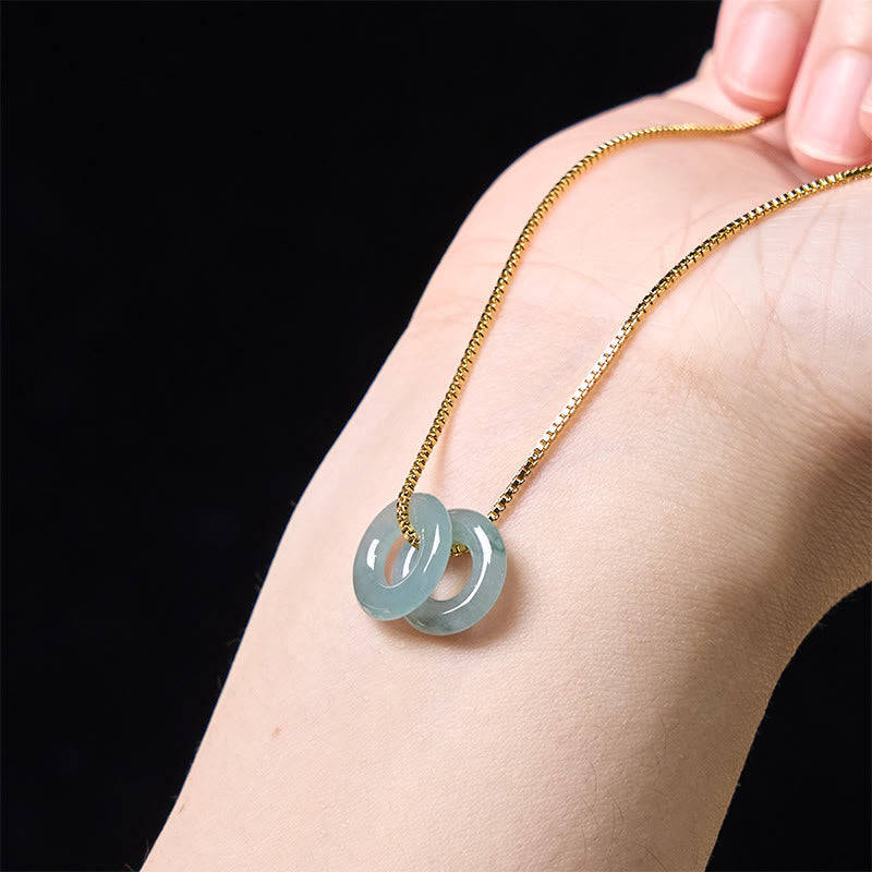 Fortune Jewel Jade Double Peace Buckle Prosperity Necklace Pendant