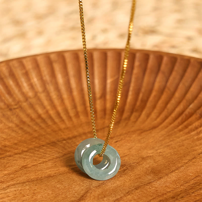 Fortune Jewel Jade Double Peace Buckle Prosperity Necklace Pendant