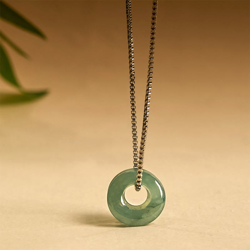 Fortune Jewel Jade Double Peace Buckle Prosperity Necklace Pendant