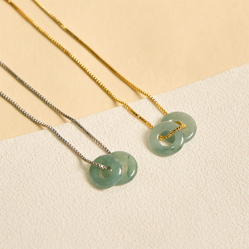 Fortune Jewel Jade Double Peace Buckle Prosperity Necklace Pendant
