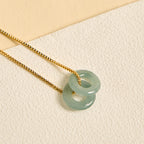 Fortune Jewel Jade Double Peace Buckle Prosperity Necklace Pendant