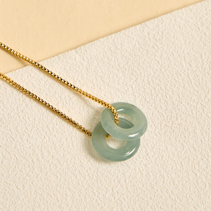 Fortune Jewel Jade Double Peace Buckle Prosperity Necklace Pendant