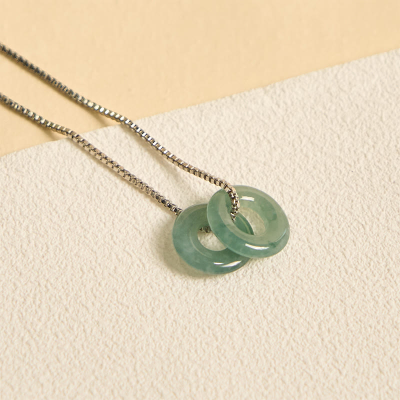 Fortune Jewel Jade Double Peace Buckle Prosperity Necklace Pendant