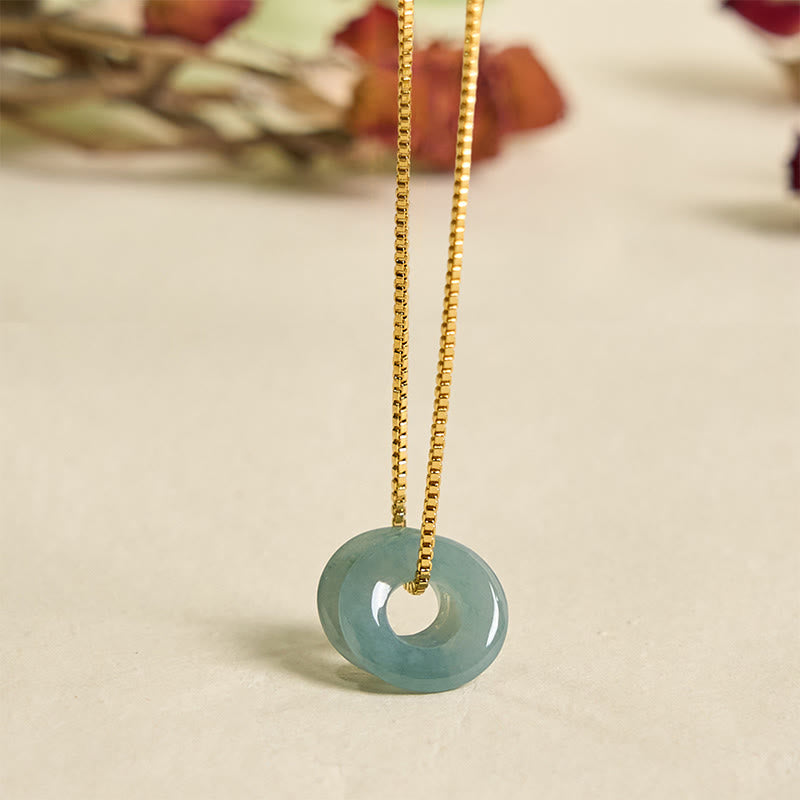 Fortune Jewel Jade Double Peace Buckle Prosperity Necklace Pendant