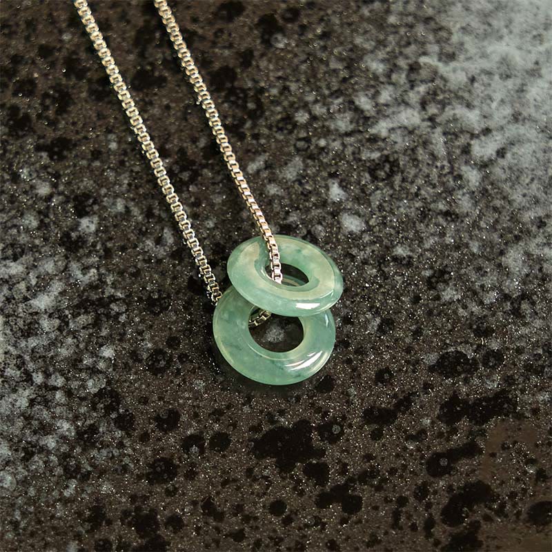 Fortune Jewel Jade Double Peace Buckle Prosperity Necklace Pendant