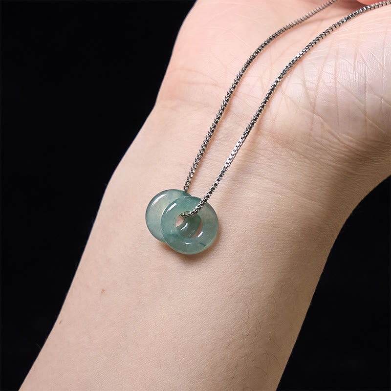 Fortune Jewel Jade Double Peace Buckle Prosperity Necklace Pendant