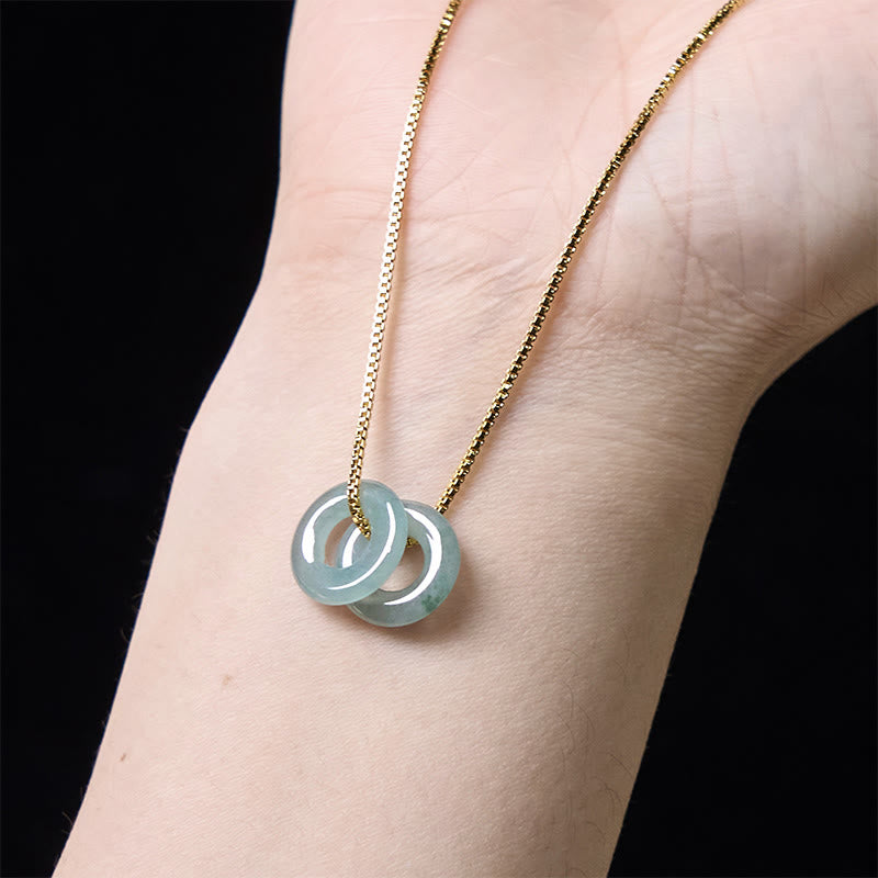 Fortune Jewel Jade Double Peace Buckle Prosperity Necklace Pendant