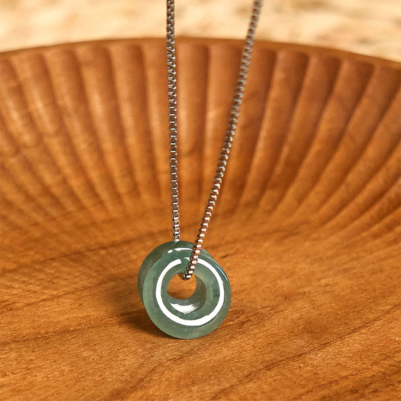 Fortune Jewel Jade Double Peace Buckle Prosperity Necklace Pendant