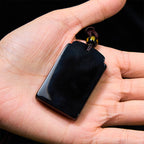 Fortune Jewel Natural Black Obsidian Bamboo Fulfillment Necklace Pendant