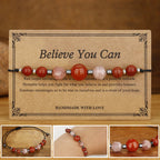 Fortune Jewel Believe You Can Carnelian Red Jasper Hematite Sun Stone Positive Bracelet