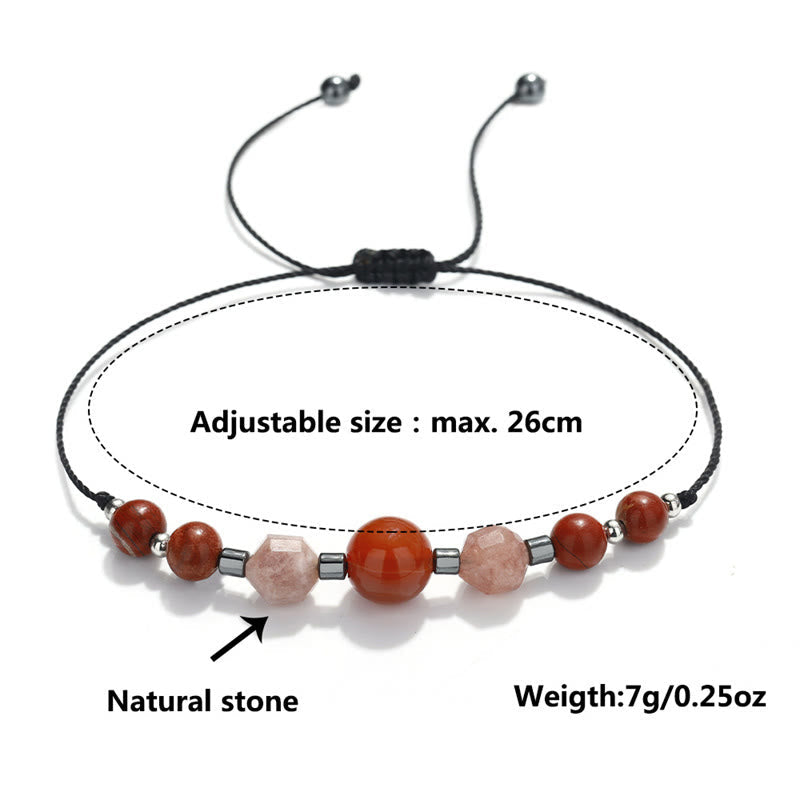 Fortune Jewel Believe You Can Carnelian Red Jasper Hematite Sun Stone Positive Bracelet