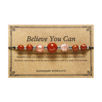 Fortune Jewel Believe You Can Carnelian Red Jasper Hematite Sun Stone Positive Bracelet