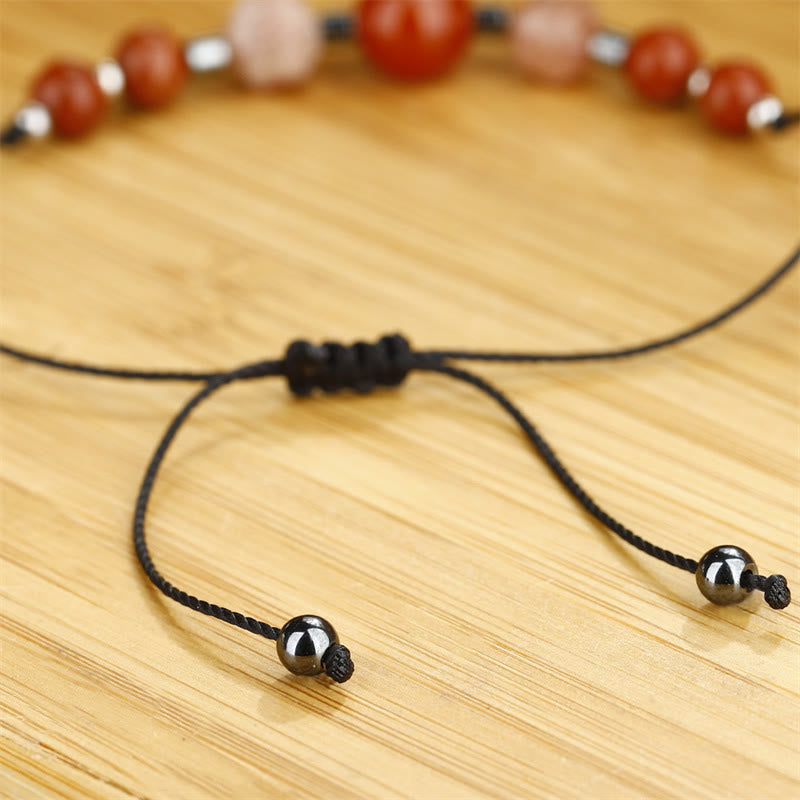 Fortune Jewel Believe You Can Carnelian Red Jasper Hematite Sun Stone Positive Bracelet
