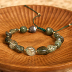 Fortune Jewel Green Rutilated Quartz Braid String Protection Bracelet
