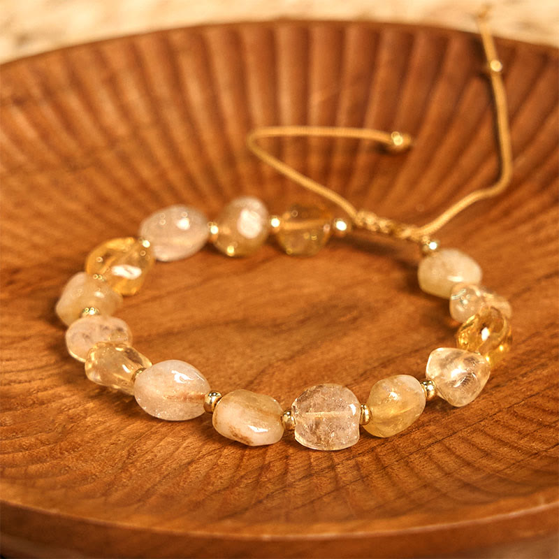 Fortune Jewel Irregular Shape Citrine Braid String Happiness Bracelet