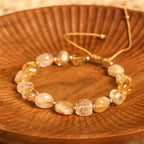 Fortune Jewel Irregular Shape Citrine Braid String Happiness Bracelet