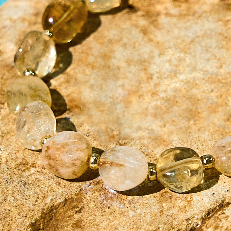 Fortune Jewel Irregular Shape Citrine Braid String Happiness Bracelet