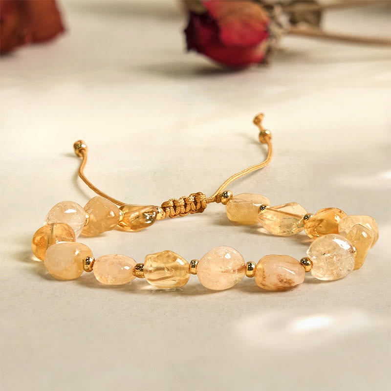 Fortune Jewel Irregular Shape Citrine Braid String Happiness Bracelet