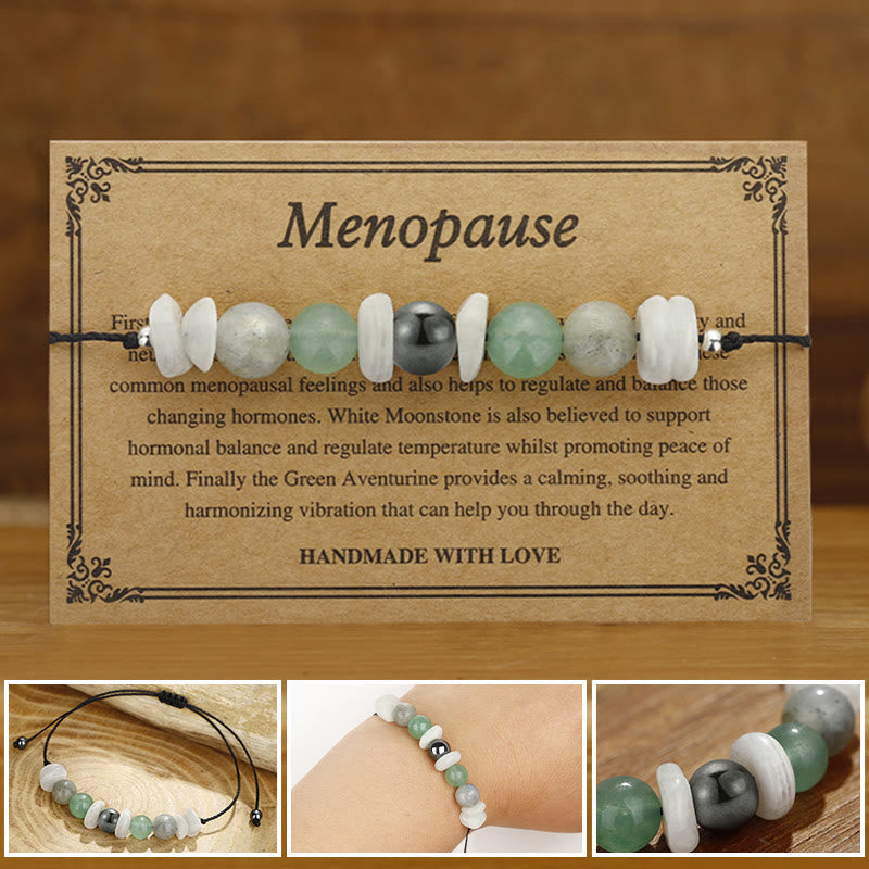 Fortune Jewel Menopause Labradorite Green Aventurine White Moonstone Healing Bracelet