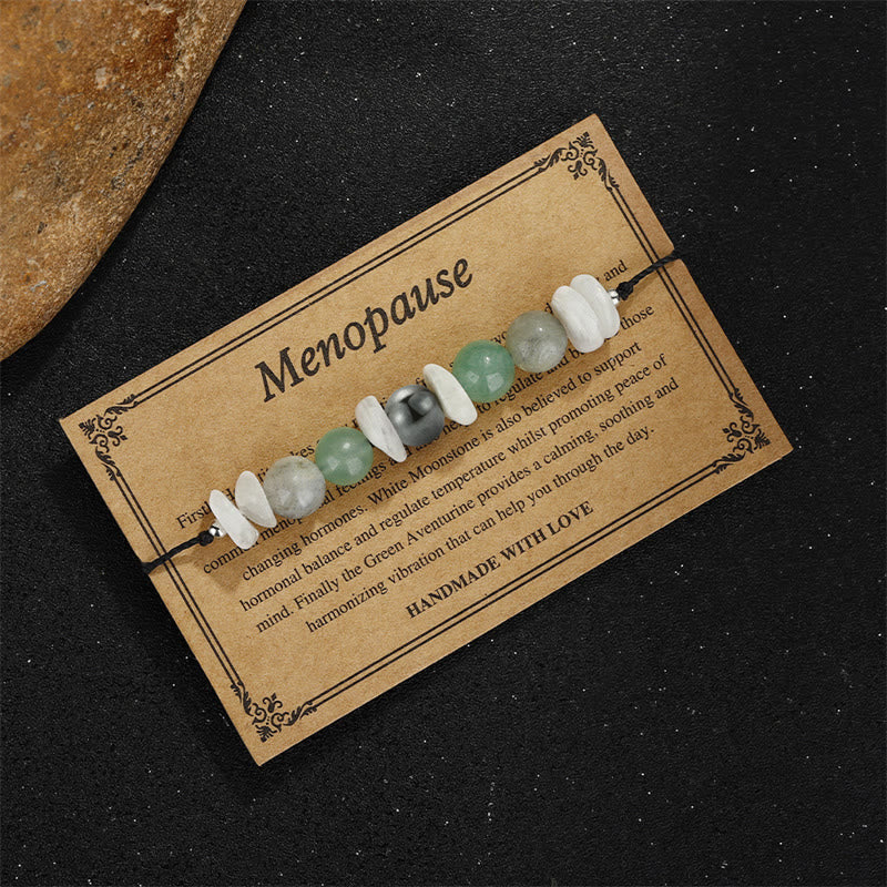 Fortune Jewel Menopause Labradorite Green Aventurine White Moonstone Healing Bracelet