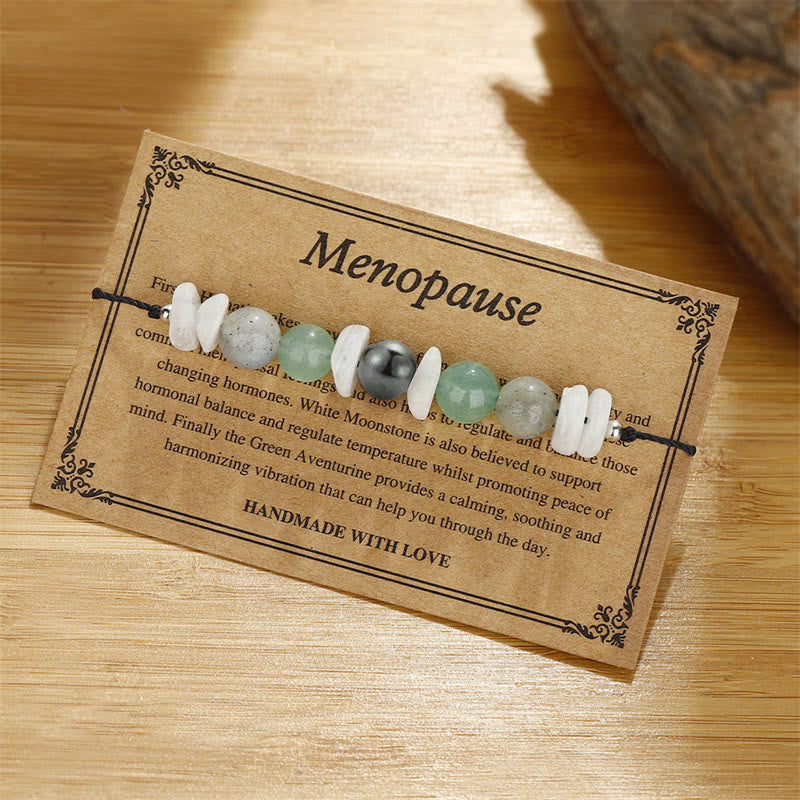 Fortune Jewel Menopause Labradorite Green Aventurine White Moonstone Healing Bracelet