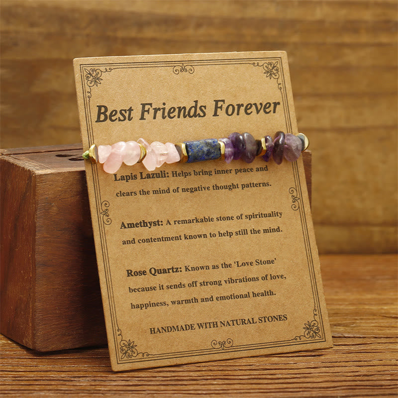 Fortune Jewel Best Friends Forever Amethyst Rose Quartz Lazurite Spiritual Bracelet