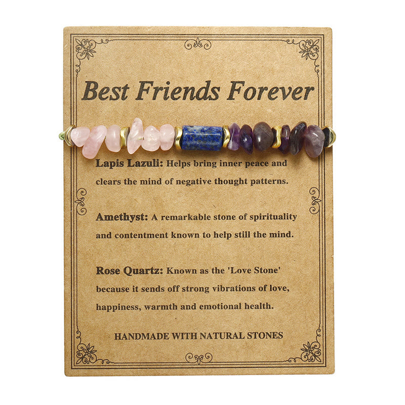 Fortune Jewel Best Friends Forever Amethyst Rose Quartz Lazurite Spiritual Bracelet