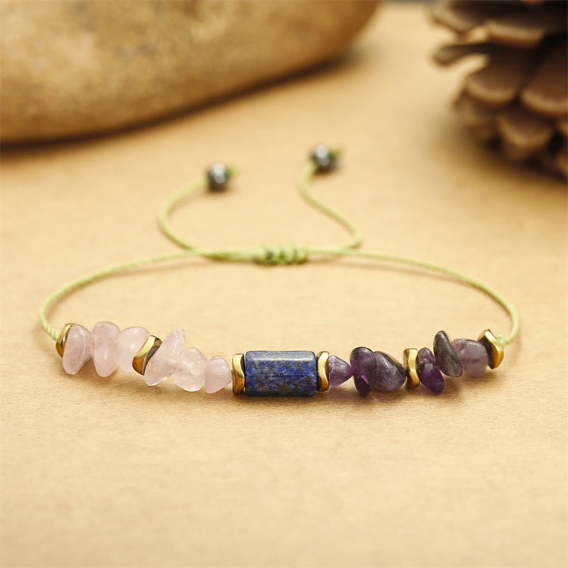 Fortune Jewel Best Friends Forever Amethyst Rose Quartz Lazurite Spiritual Bracelet