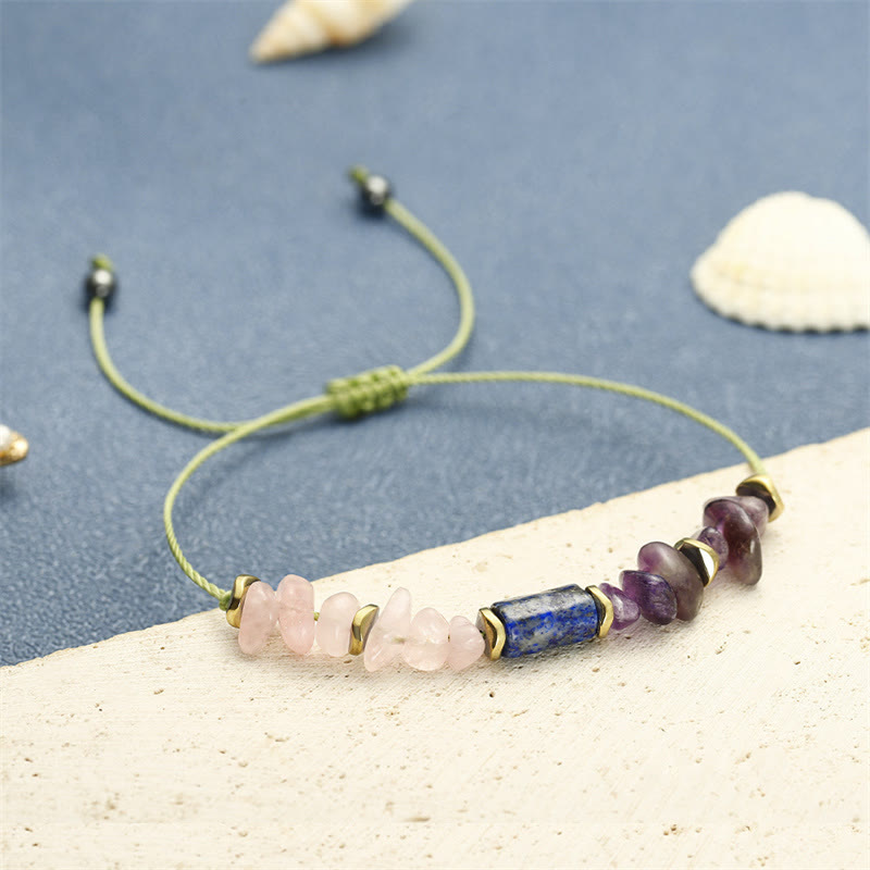 Fortune Jewel Best Friends Forever Amethyst Rose Quartz Lazurite Spiritual Bracelet
