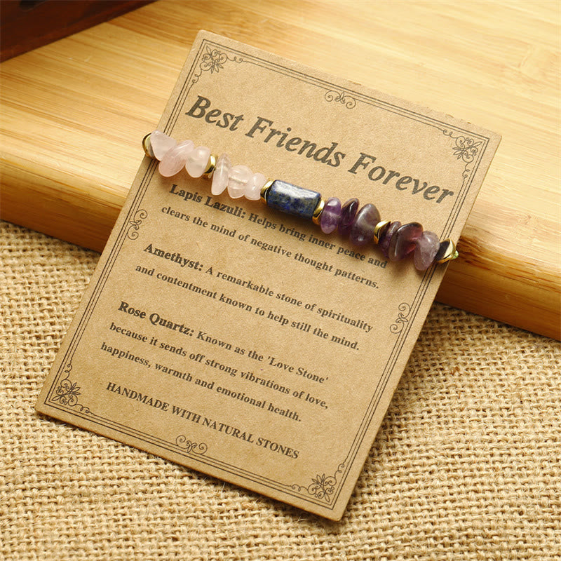 Fortune Jewel Best Friends Forever Amethyst Rose Quartz Lazurite Spiritual Bracelet