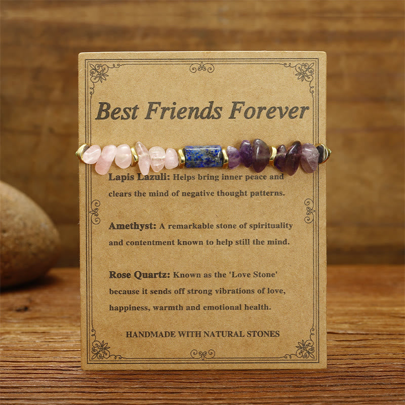 Fortune Jewel Best Friends Forever Amethyst Rose Quartz Lazurite Spiritual Bracelet