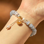 Fortune Jewel Natural Aquamarine Pearl Shell Healing Bead Bracelet