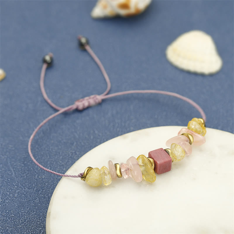 Fortune Jewel Thank You Rose Quartz Citrine Rhodonite Passionate Bracelet