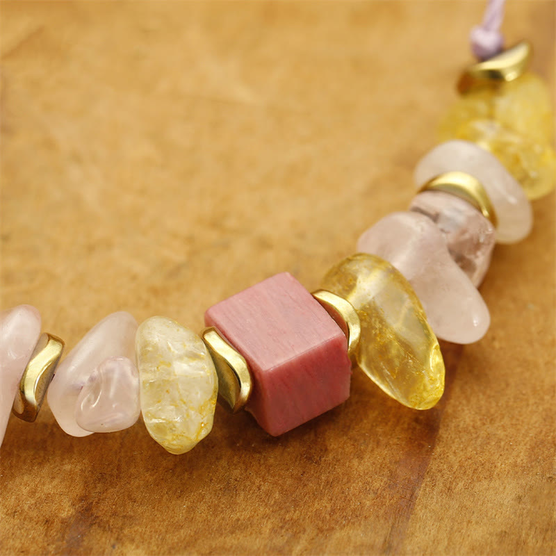 Fortune Jewel Thank You Rose Quartz Citrine Rhodonite Passionate Bracelet