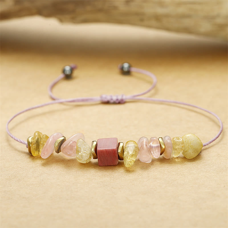Fortune Jewel Thank You Rose Quartz Citrine Rhodonite Passionate Bracelet