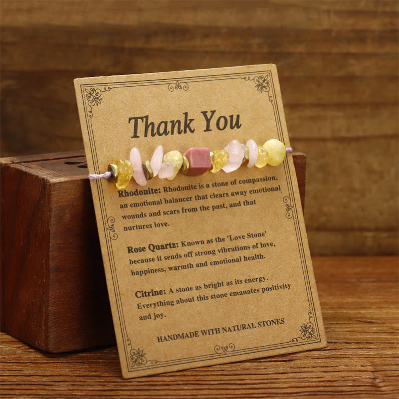 Fortune Jewel Thank You Rose Quartz Citrine Rhodonite Passionate Bracelet