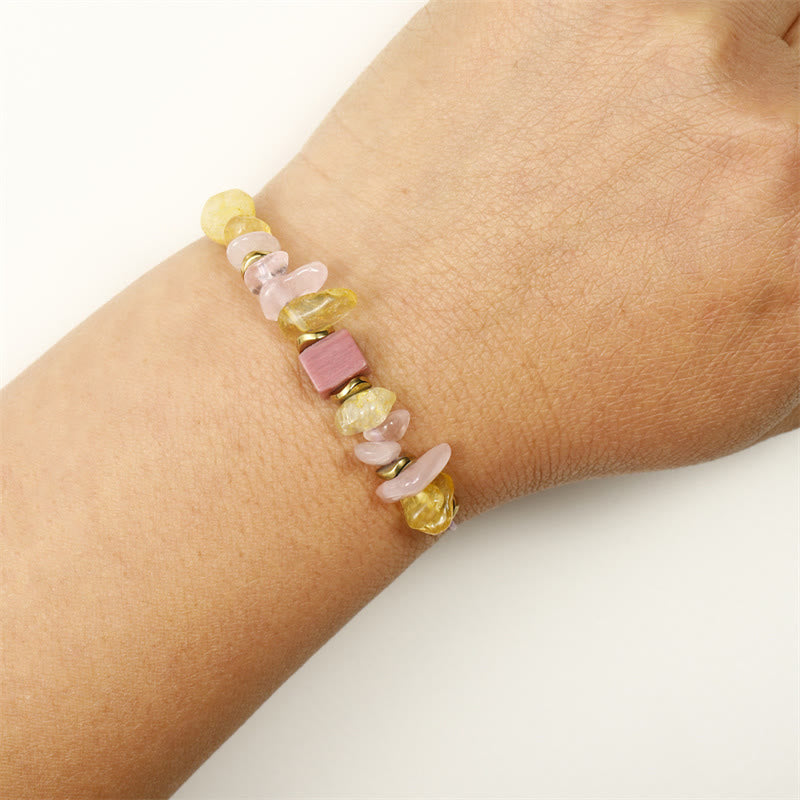 Fortune Jewel Thank You Rose Quartz Citrine Rhodonite Passionate Bracelet