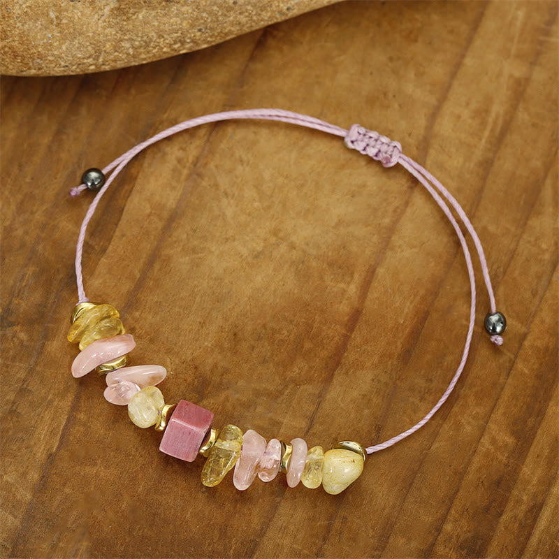 Fortune Jewel Thank You Rose Quartz Citrine Rhodonite Passionate Bracelet