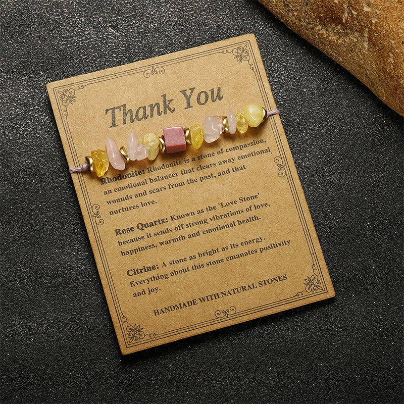 Fortune Jewel Thank You Rose Quartz Citrine Rhodonite Passionate Bracelet