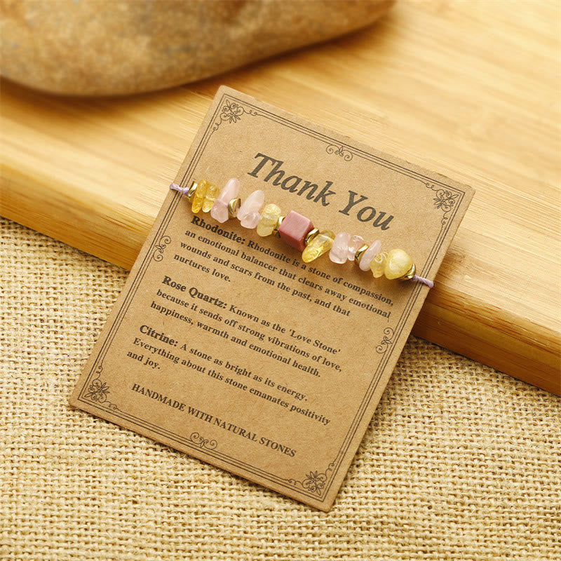Fortune Jewel Thank You Rose Quartz Citrine Rhodonite Passionate Bracelet