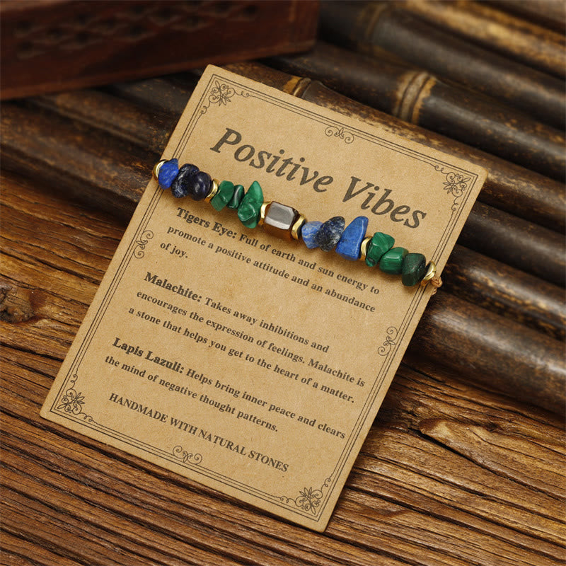 Buddha Stone Positive Vibes Malachite Tiger's Eye Lazurite Anti-anxiety Bracelet