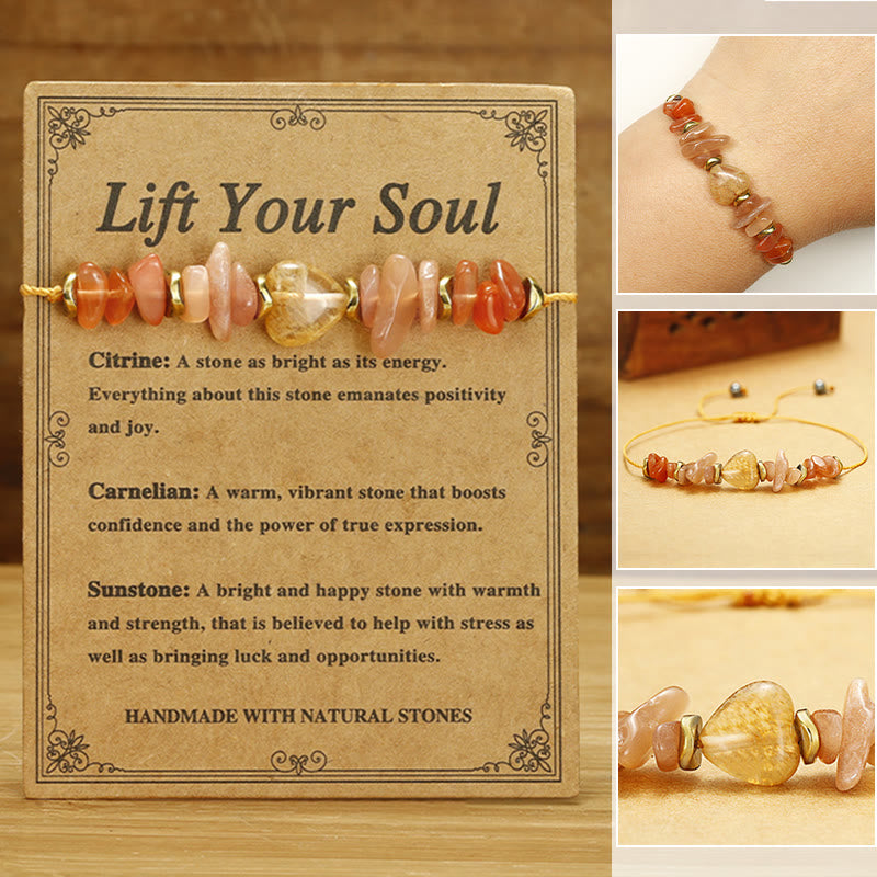 Fortune Jewel Lift Your Soul Citrine Carnelian Sun Stone Happiness Bracelet