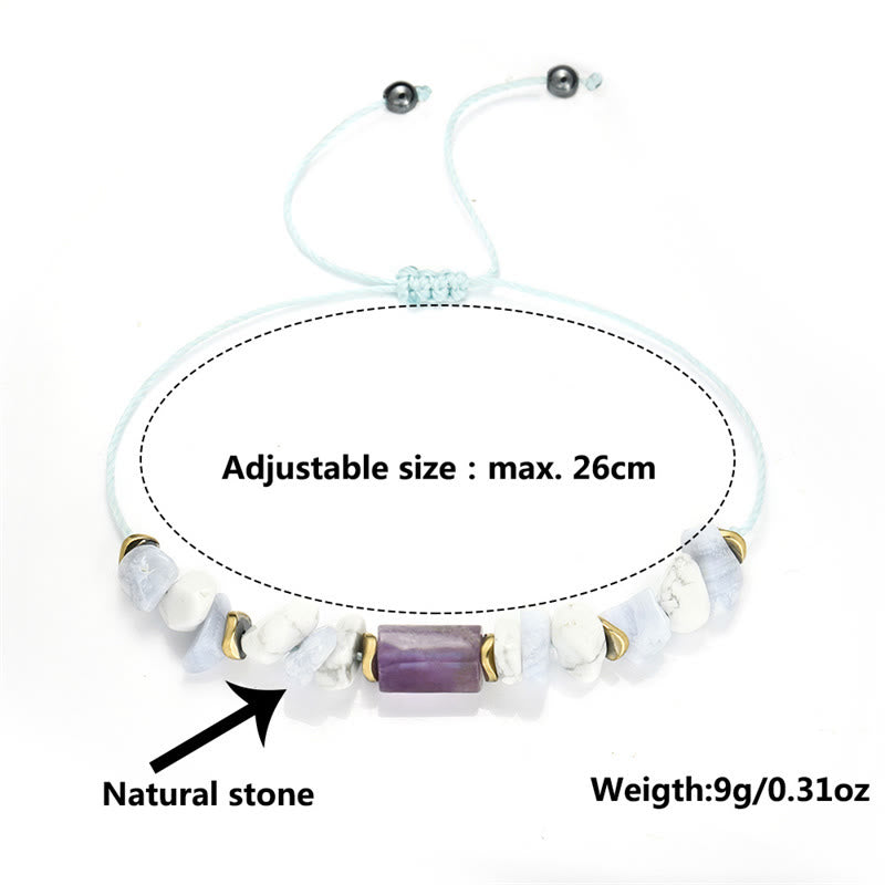 Fortune Jewel De-Stress Amethyst Blue Lace Agate Howlite Healing Bracelet